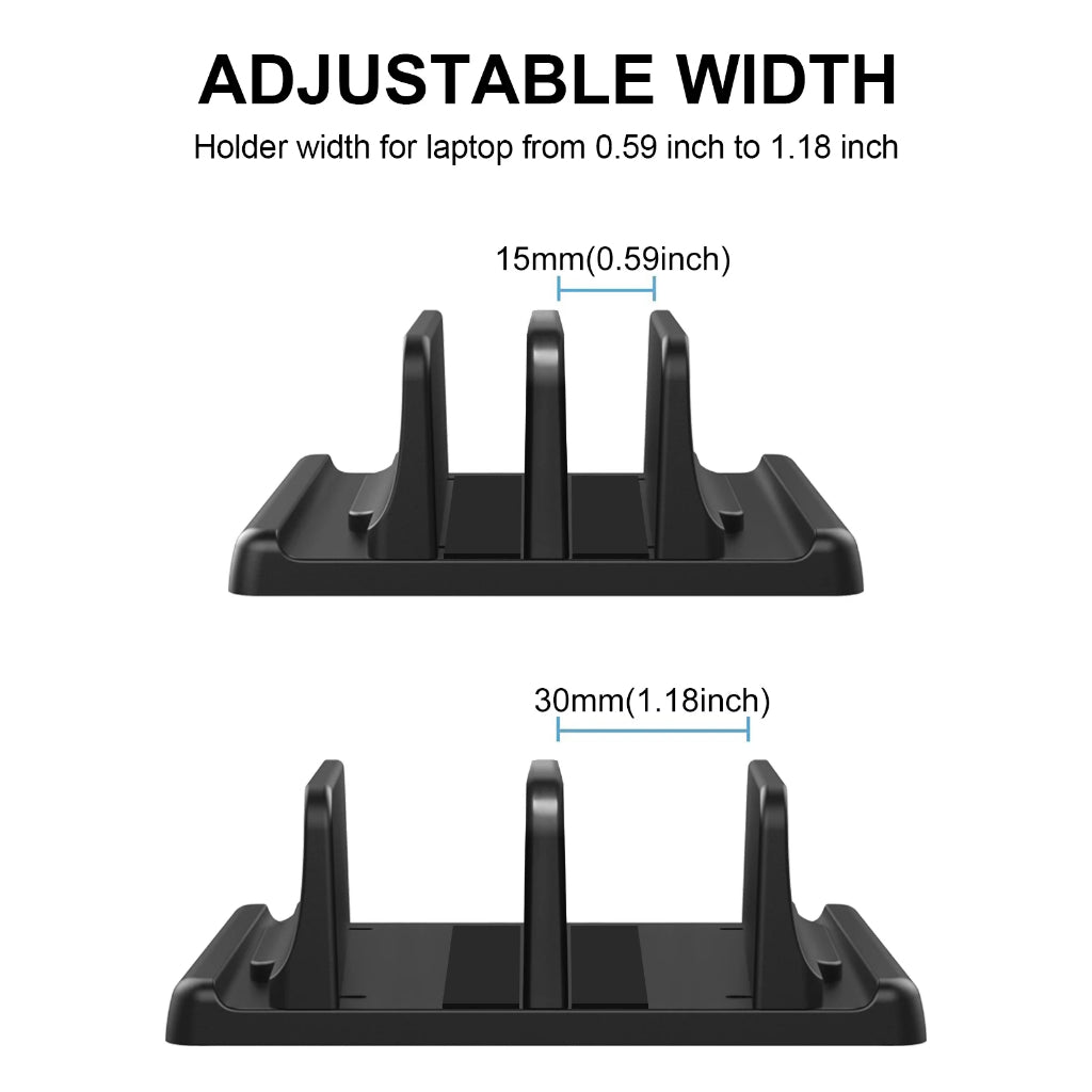 Vertical Laptop Stand - Sleek Black, Portable & Adjustable, Perfect for Premium Laptops